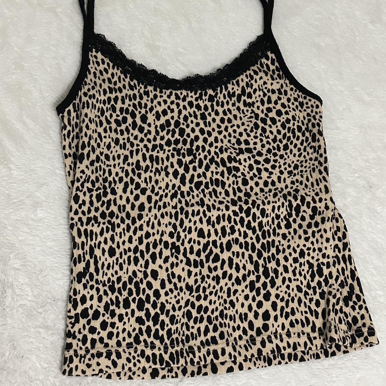 Leopard print brandy Melville lace edge tank - Depop