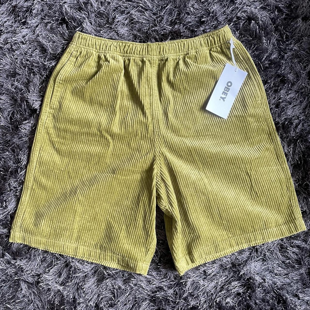 Obey Men's Khaki and Green Shorts | Depop