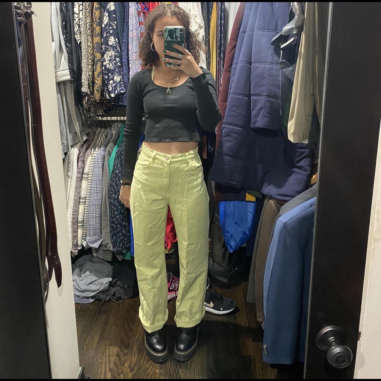 Bershka Women's Green Trousers | Depop