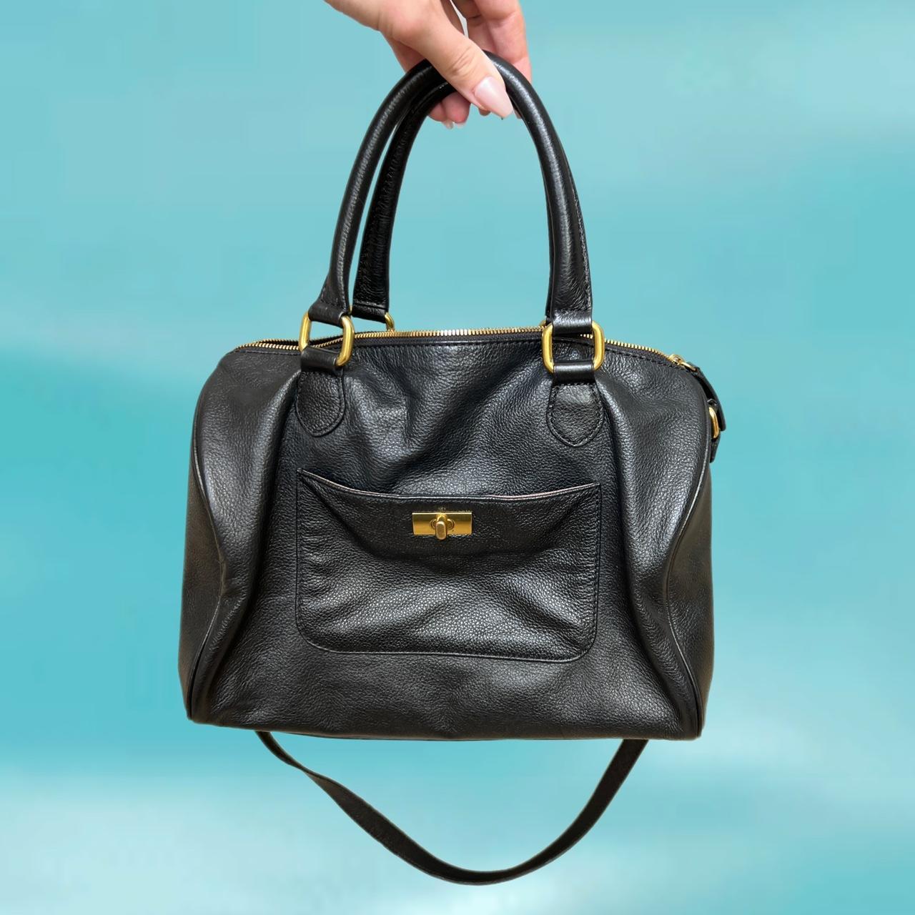 J crew black online leather tote