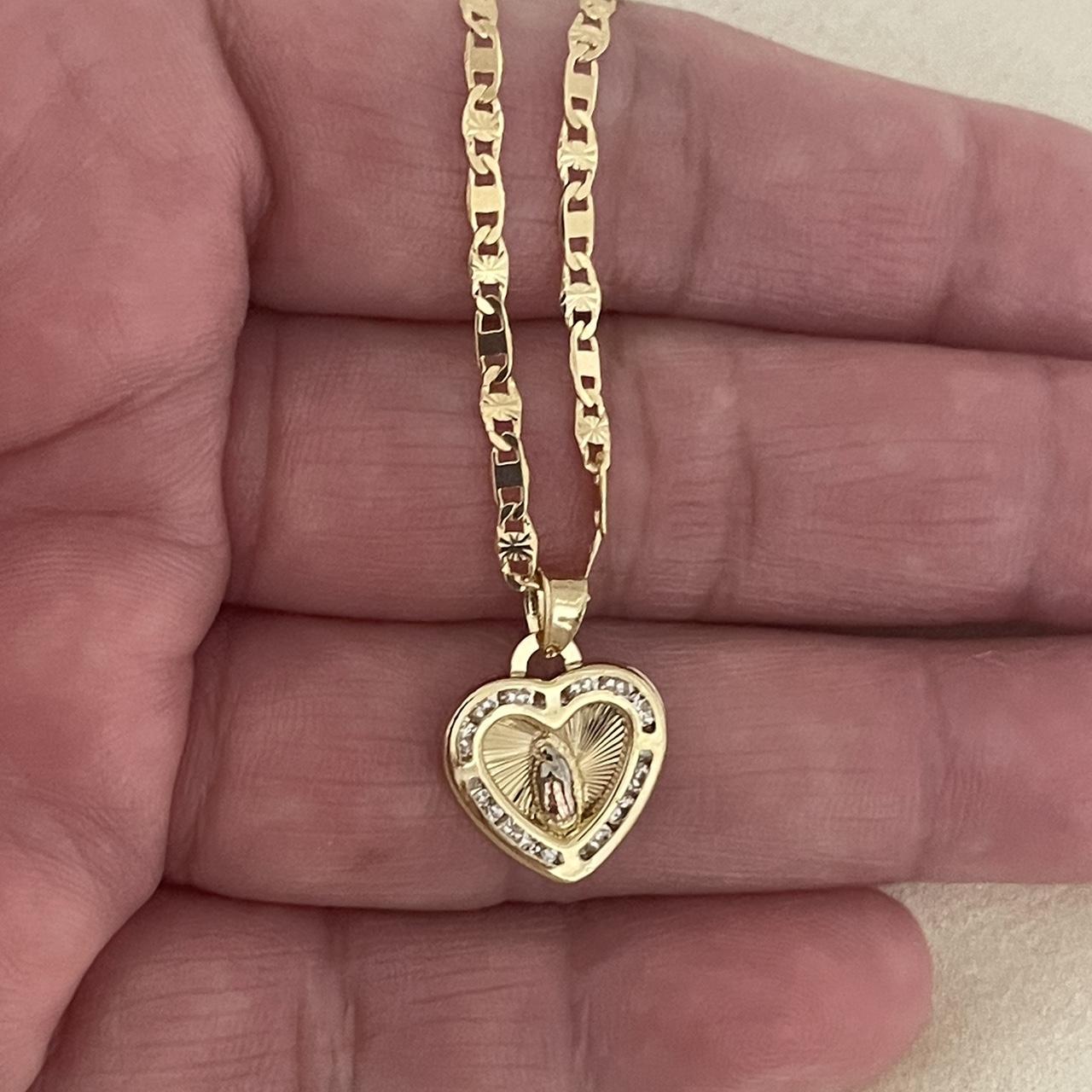 14k Gold Filled CZ Heart Necklace Wont Tarnish... Depop