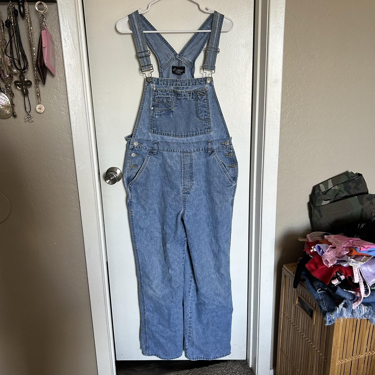 y2k denim no boundaries overalls 🤍 has distressing... - Depop