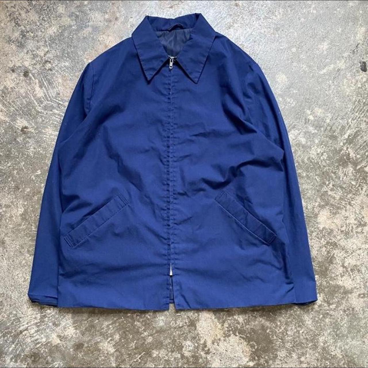 Vintage 80s Harrington sport zip blue jacket... - Depop