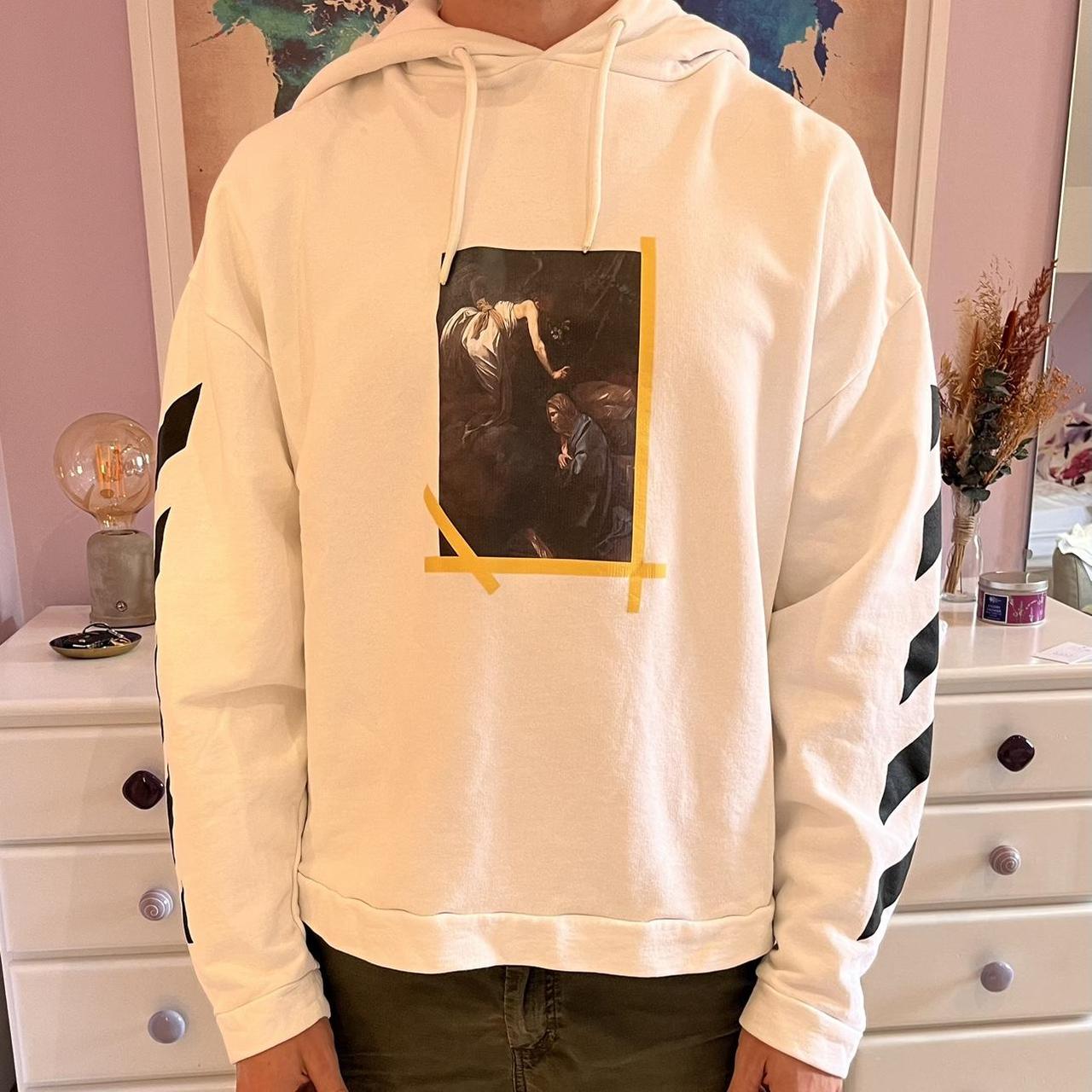 Men s Large white Off White hoodie with graphics In