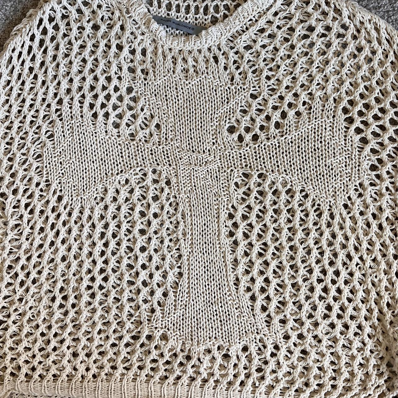 racer worldwide knitted cross sweater