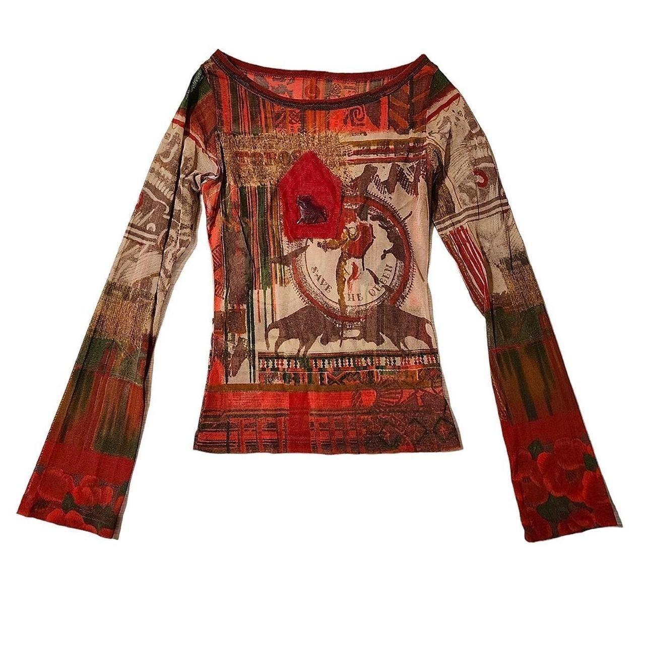Y2k Save the Queen mesh graphic long sleeved top.... Depop