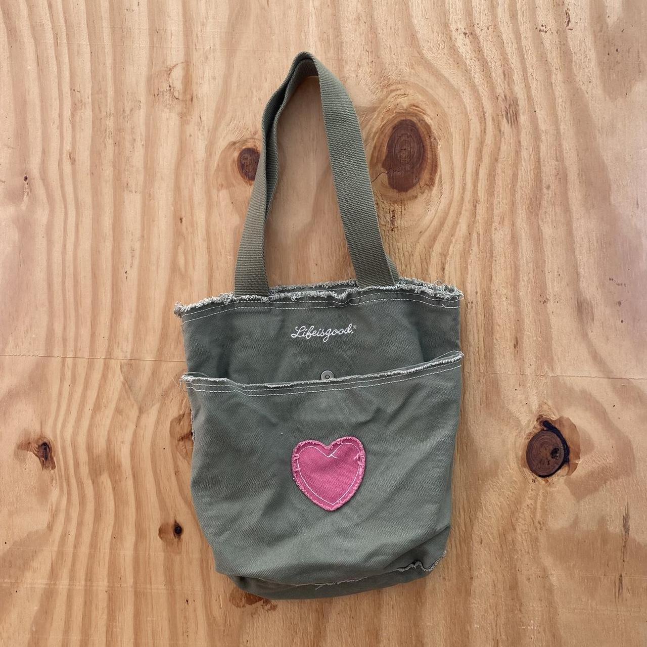 Life is Good Women's Green and Pink Bag Depop