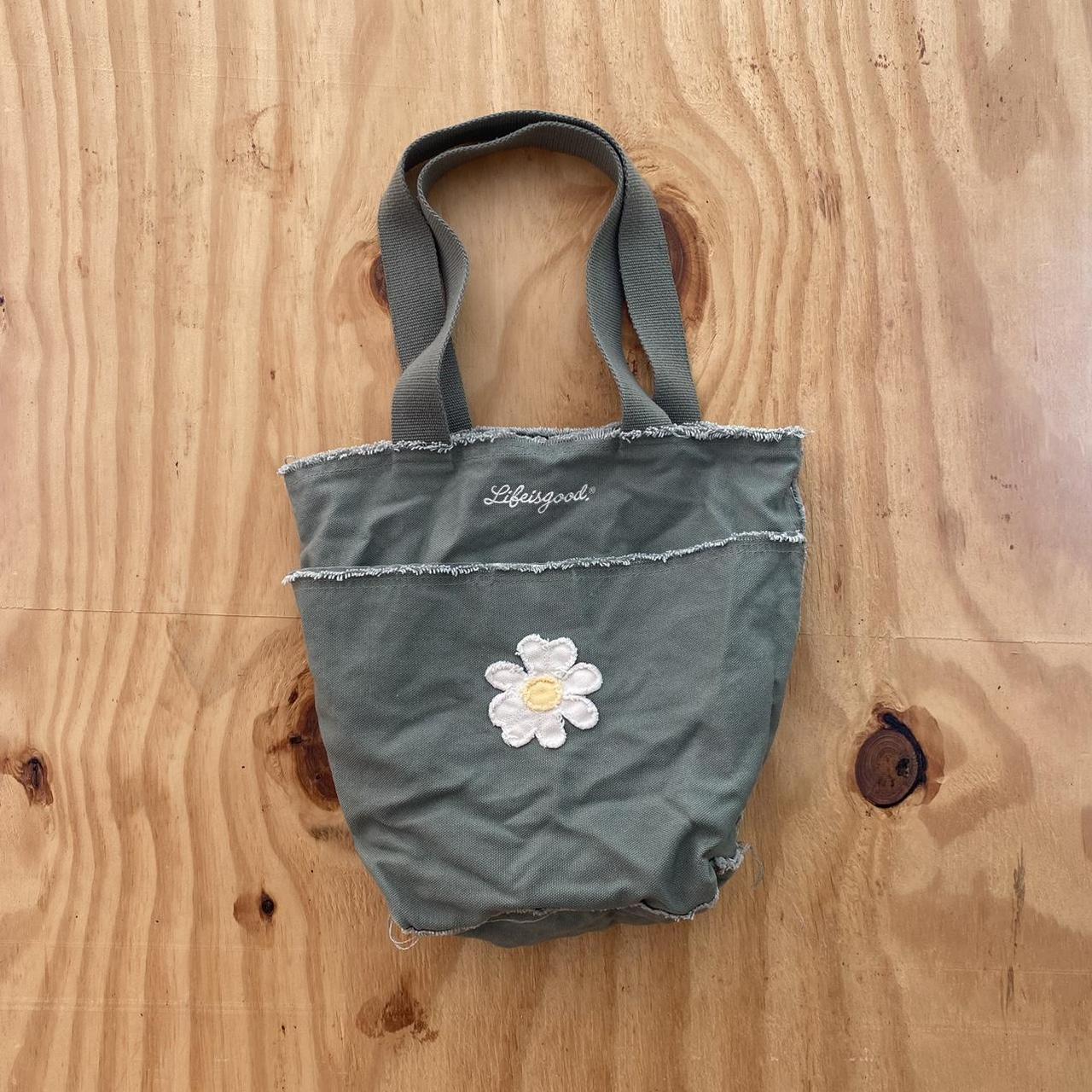 Life is Good Women's Green and White Bag Depop