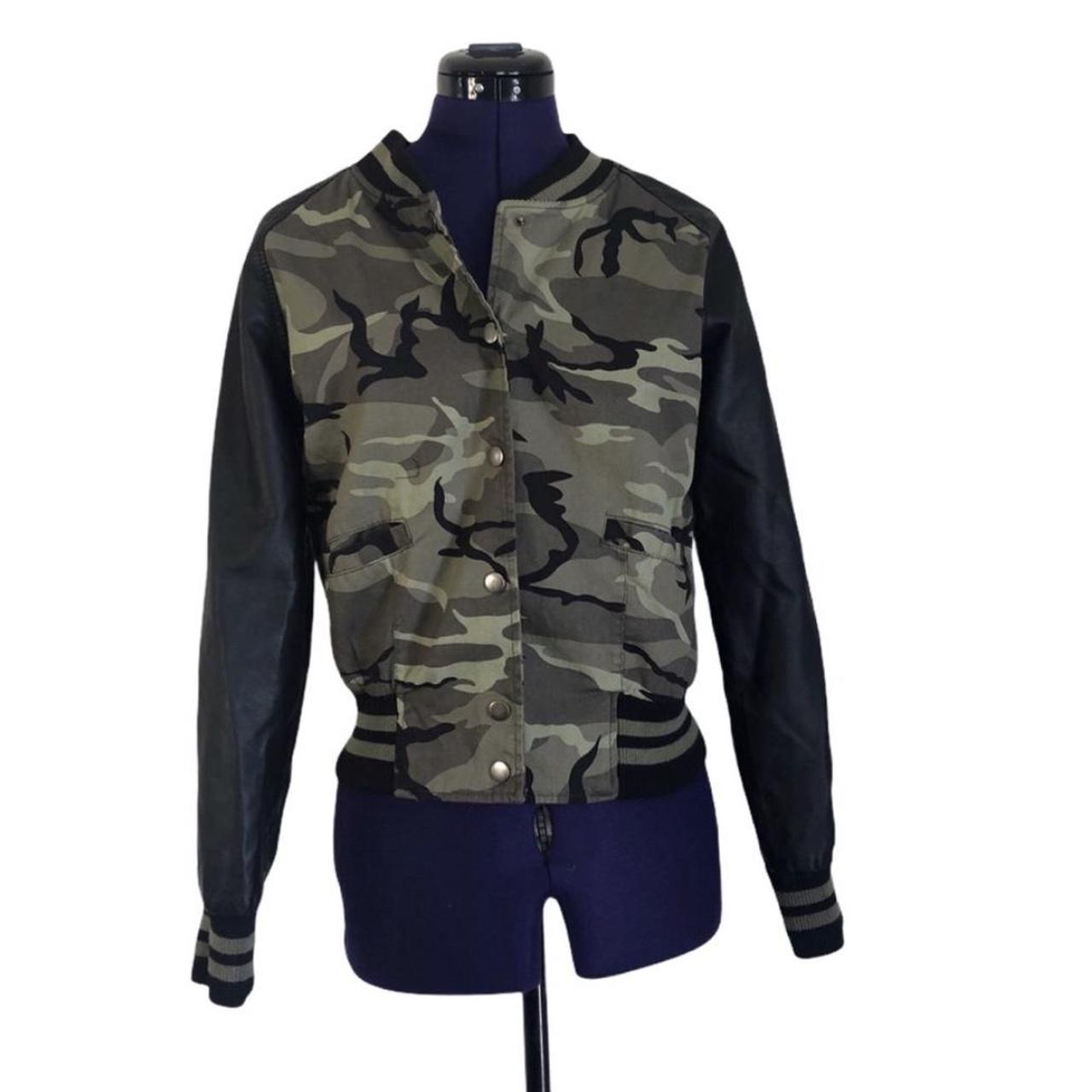 Black Camouflage Leather Jacket