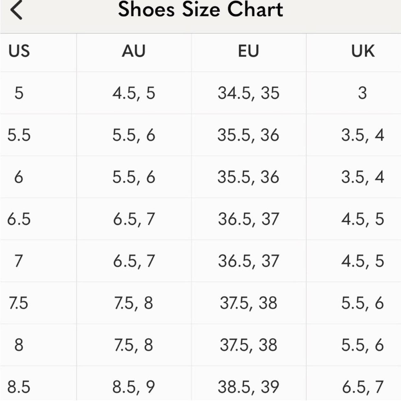 Missguided us deals size chart