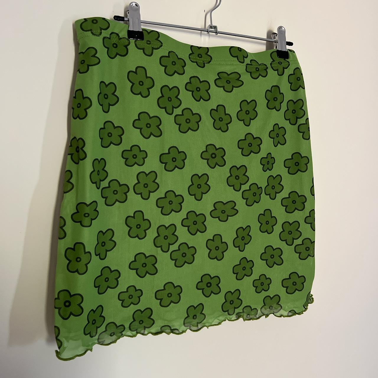 SHEIN green flower mesh skirt. Has layering... Depop