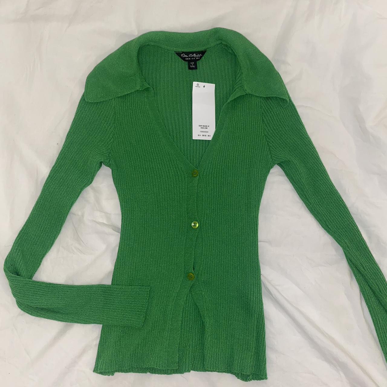 Miss Selfridge Green button up cárdigan style top... - Depop