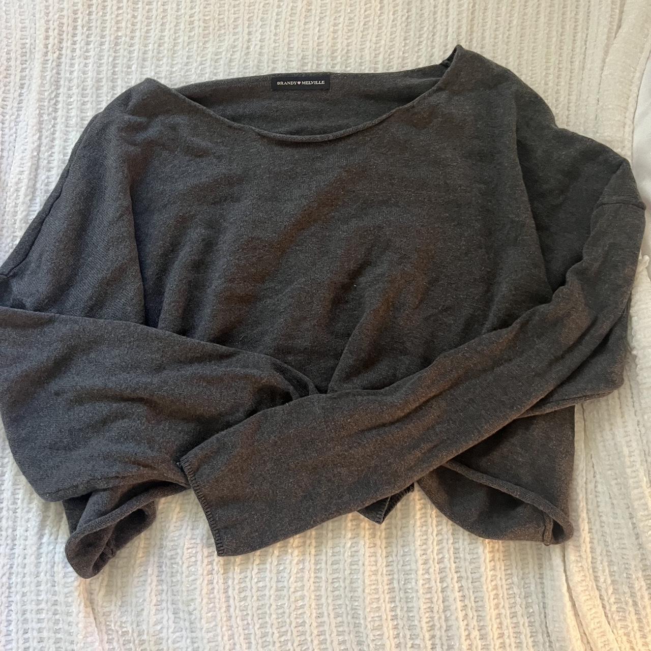 Brandy Melville Cropped Long Sleeve Sweater. Never - Depop