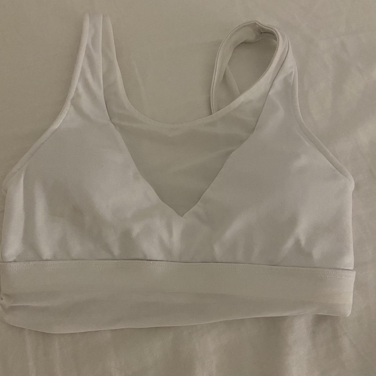 Forever 21 white mesh sports bra Size small With - Depop