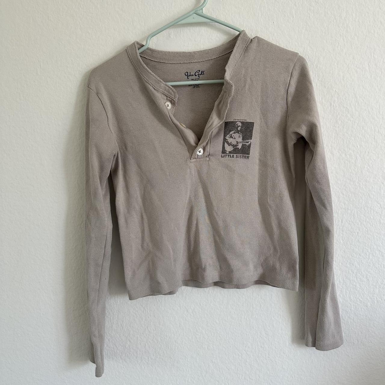 Brandy Melville "Little Sister" Long Sleeve Cream... Depop