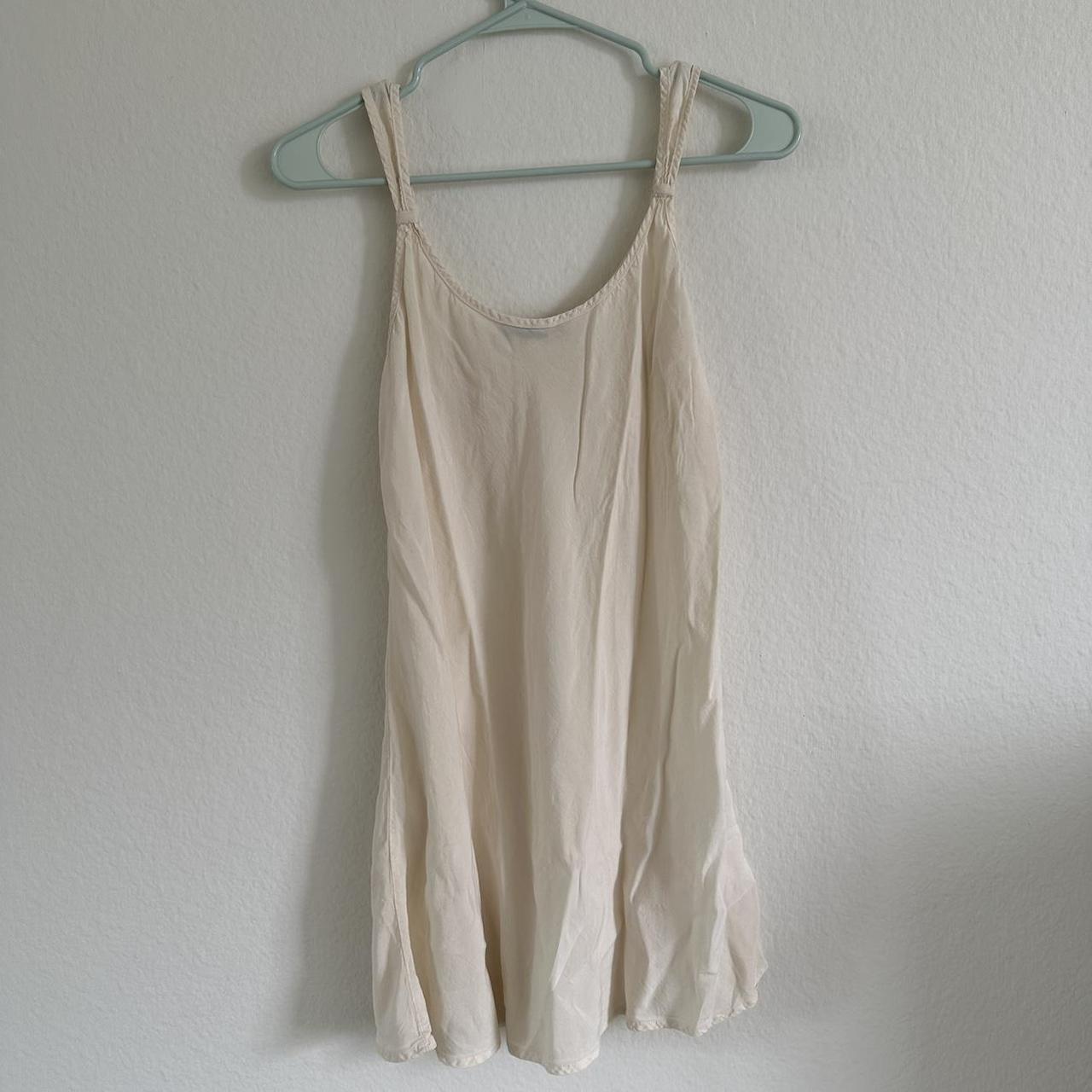 Brandy Melville Cream/Nude Slip Short Sleeve Mini... - Depop