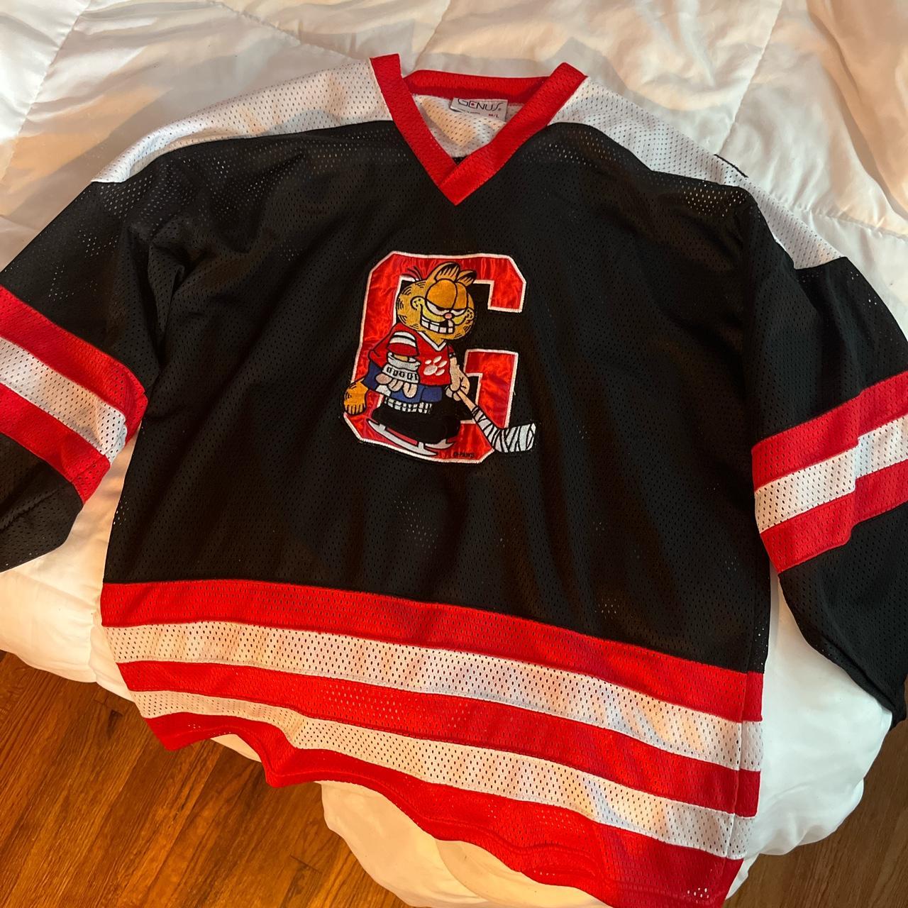 Vintage 90s Genus Garfield hockey jersey 100% polyester Size M/L