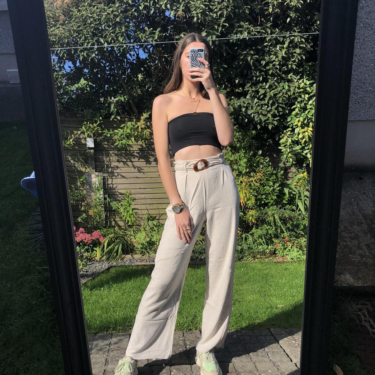 Primark Women's Tan and Cream Trousers Depop