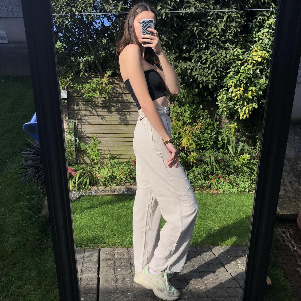 Primark Women's Tan and Cream Trousers Depop