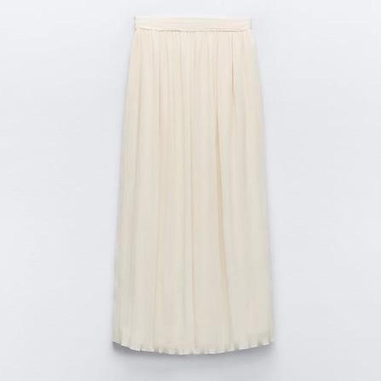 ZARA pleated midi skirt in oyster white 🕊️