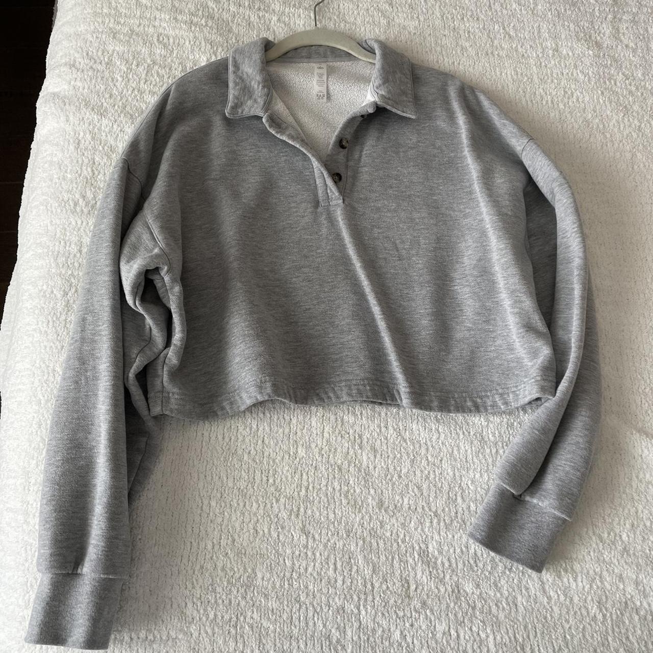 ALO YOGA POLO HENLEY PULLOVER - heather gray /... - Depop