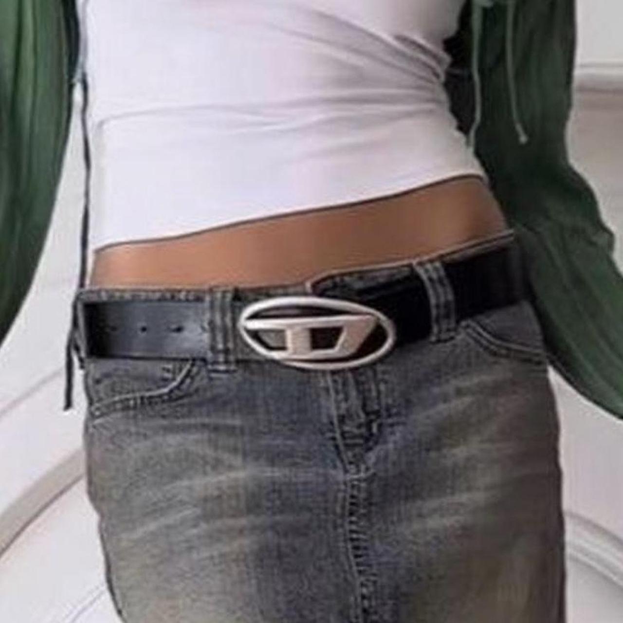 diesel belt black and silver