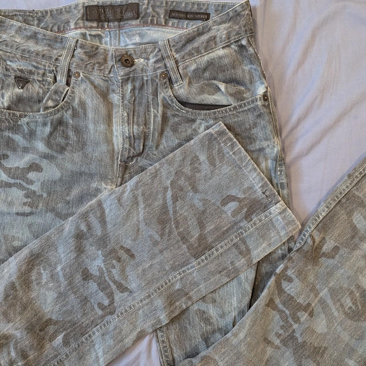 Guess Blue Camo Alameda Slim Tapered Jeans Size. Depop