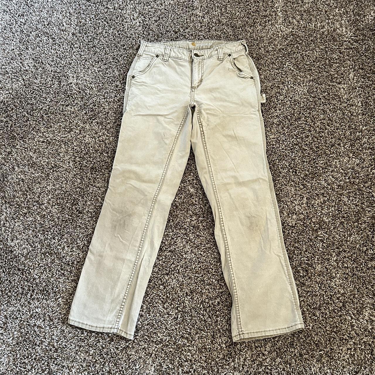 Carhartt Original Fit Cream Color Carpenter Pants In... - Depop