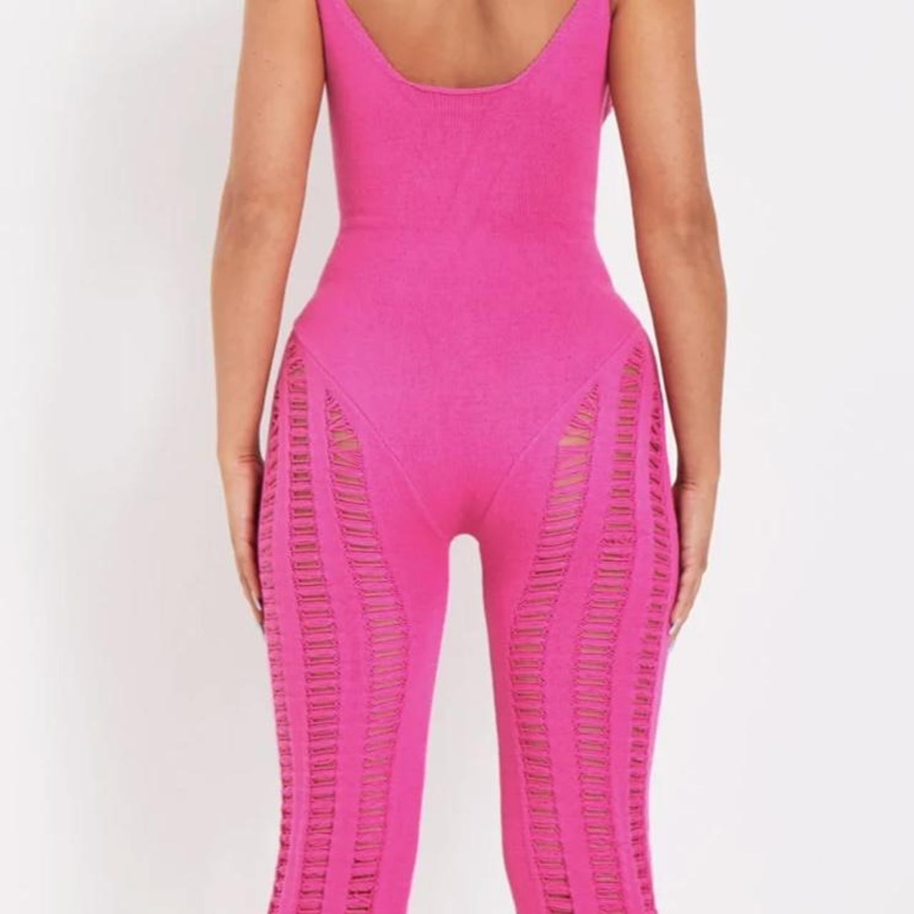 Eva Pink Laddered Knitted Seam Jumpsuit Missy... Depop