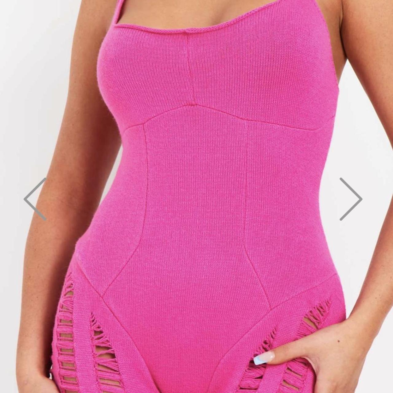 Eva Pink Laddered Knitted Seam Jumpsuit Missy... Depop