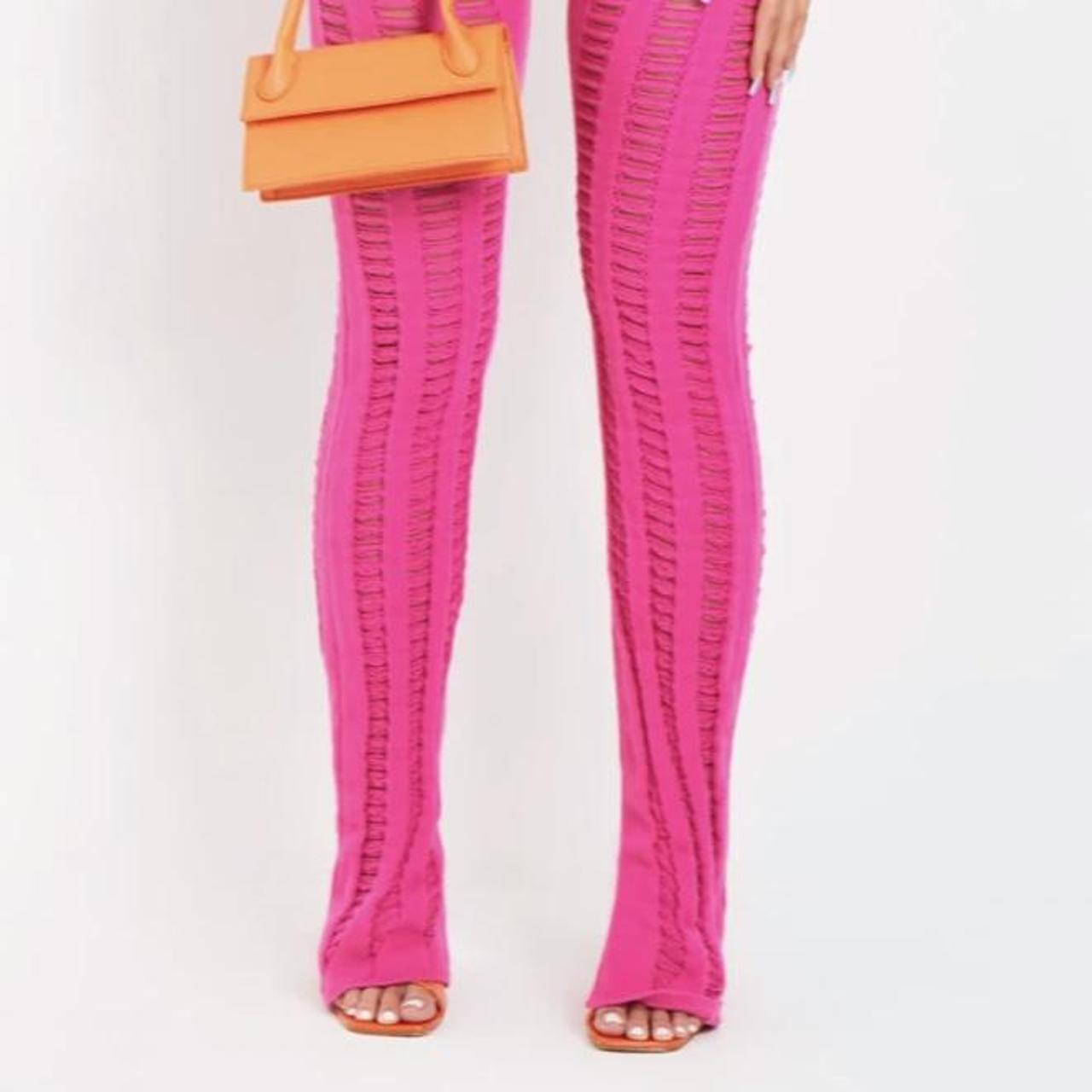 Eva Pink Laddered Knitted Seam Jumpsuit Missy... Depop