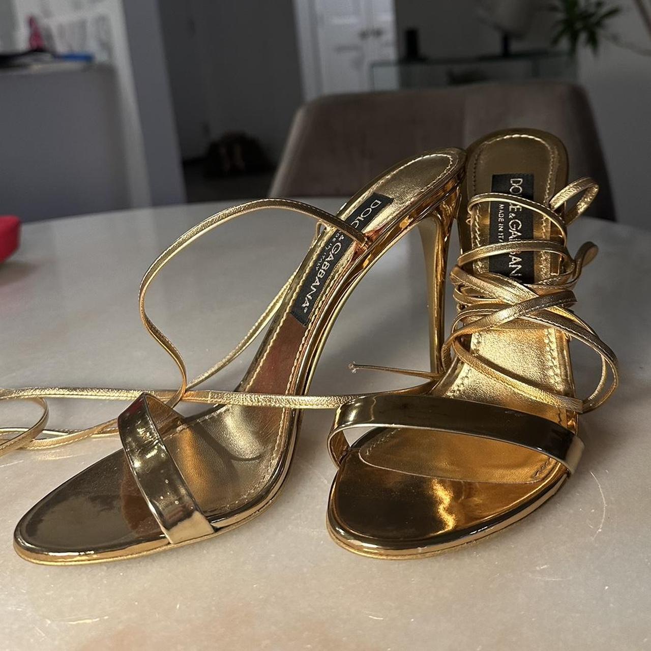 Dolce & Gabbana Keira heels. Gold lace up heels | Depop