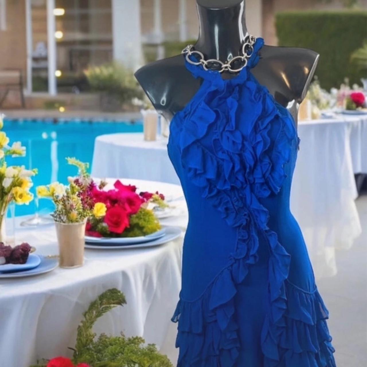 Y2K Blue Ruffle Dress As Seen on Blair Waldorf in