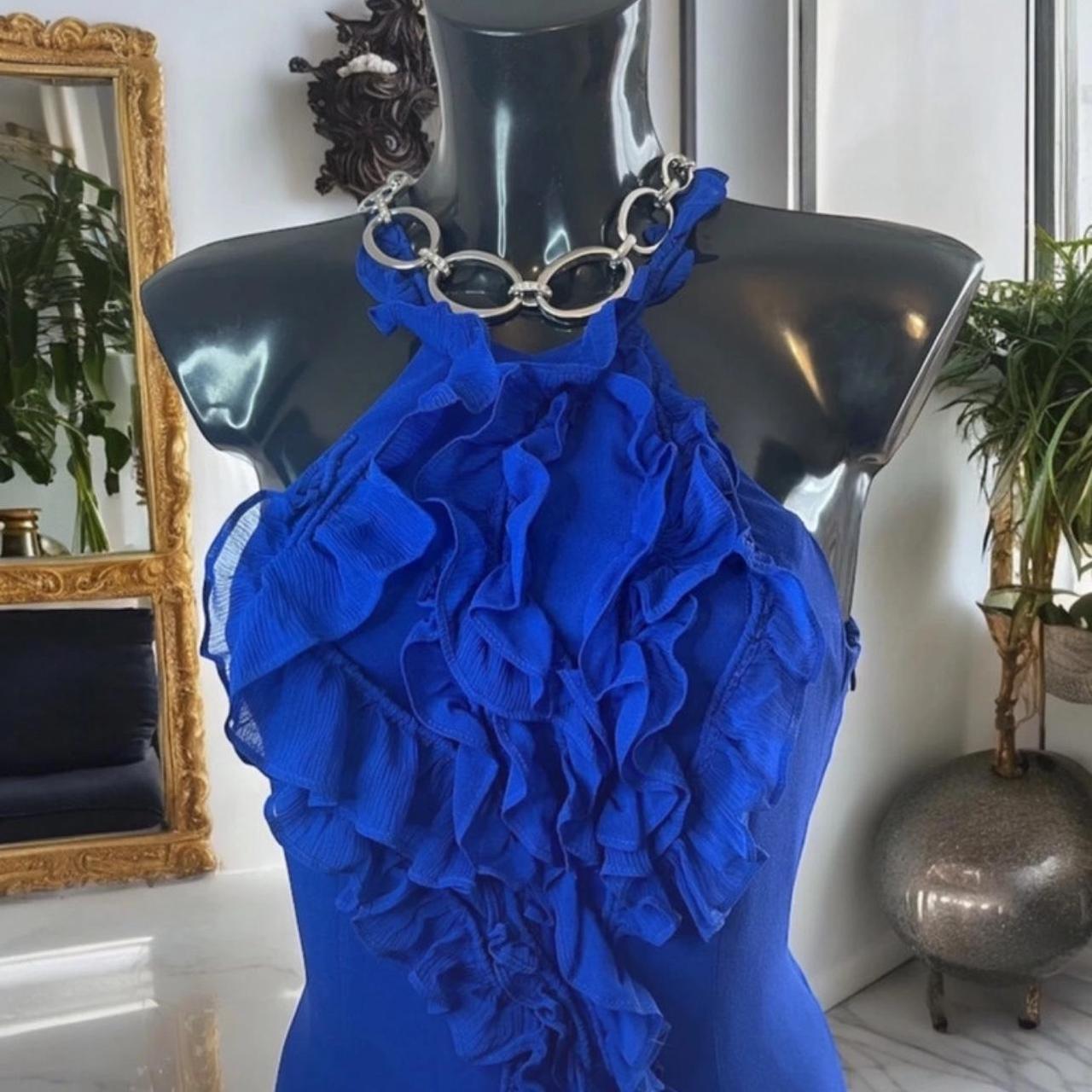 Y2K Blue Ruffle Dress: As Seen on Blair Waldorf in | Depop
