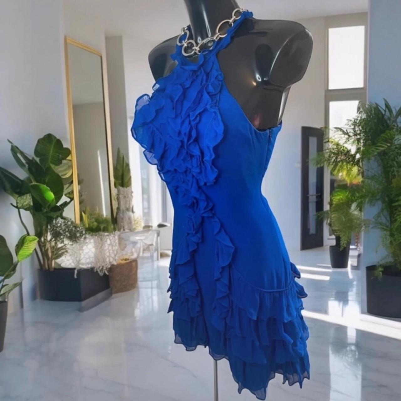Y2K Blue Ruffle Dress: As Seen on Blair Waldorf in | Depop
