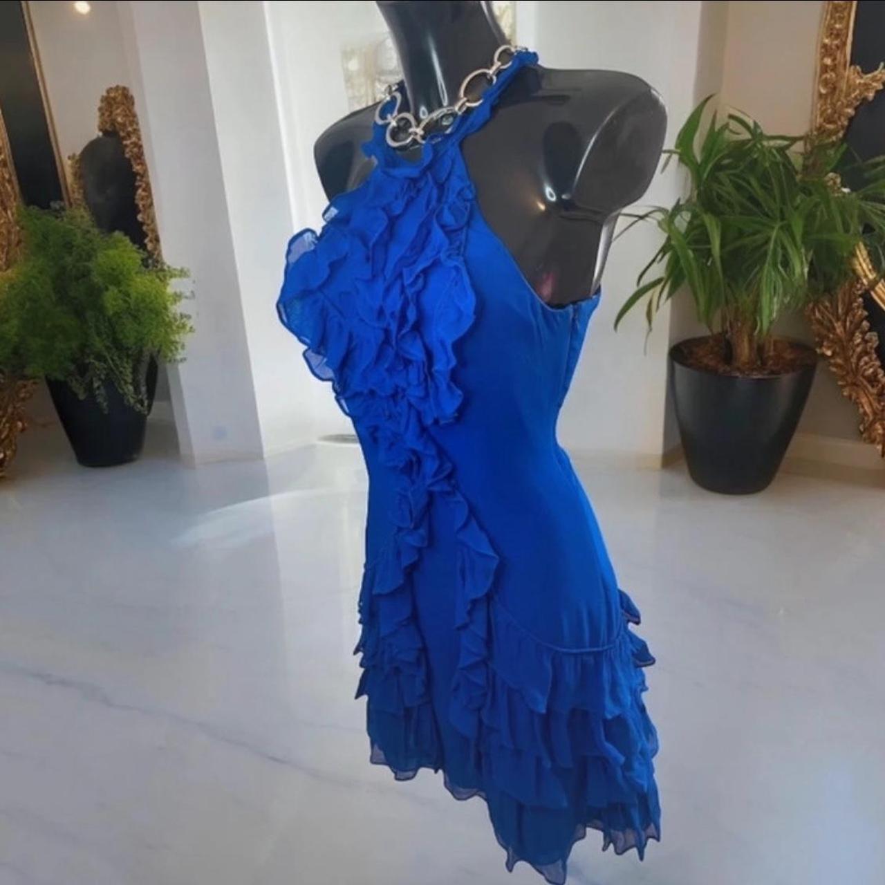 Y2K Blue Ruffle Dress: As Seen on Blair Waldorf in | Depop