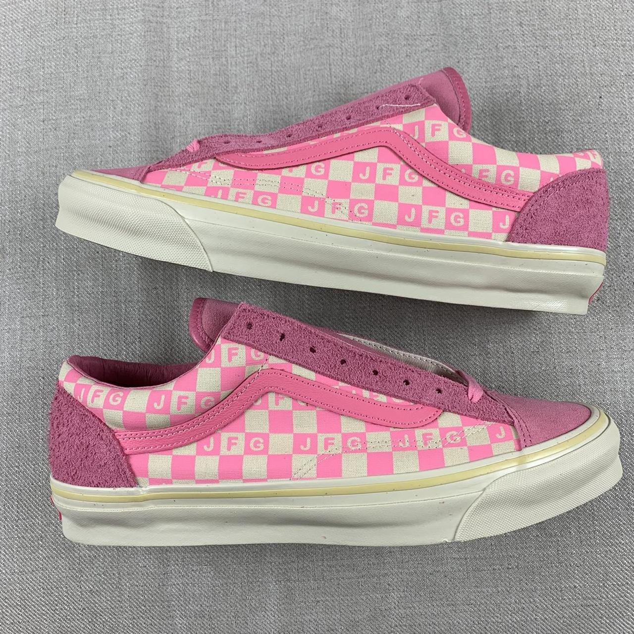 Vans Men's Pink and Cream Trainers Depop