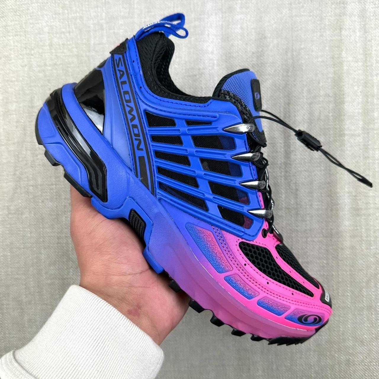 Salomon Women's Blue and Pink Trainers | Depop