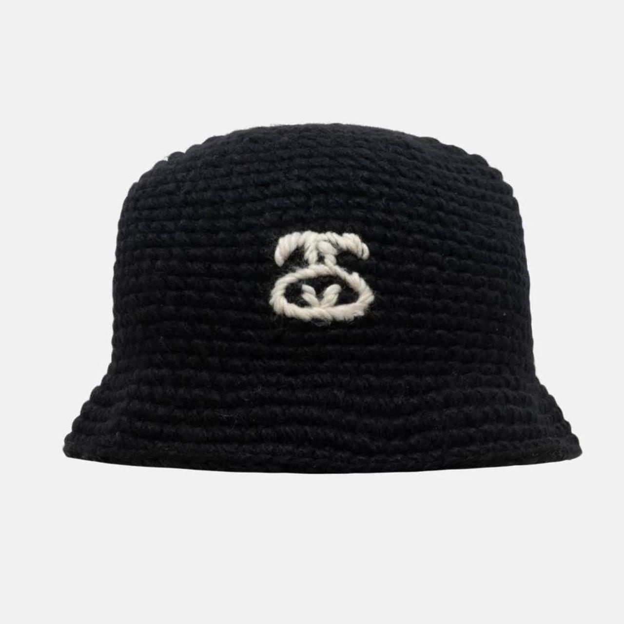 Stussy Crochet Knit SS Link Bucket Hat in Black One... - Depop