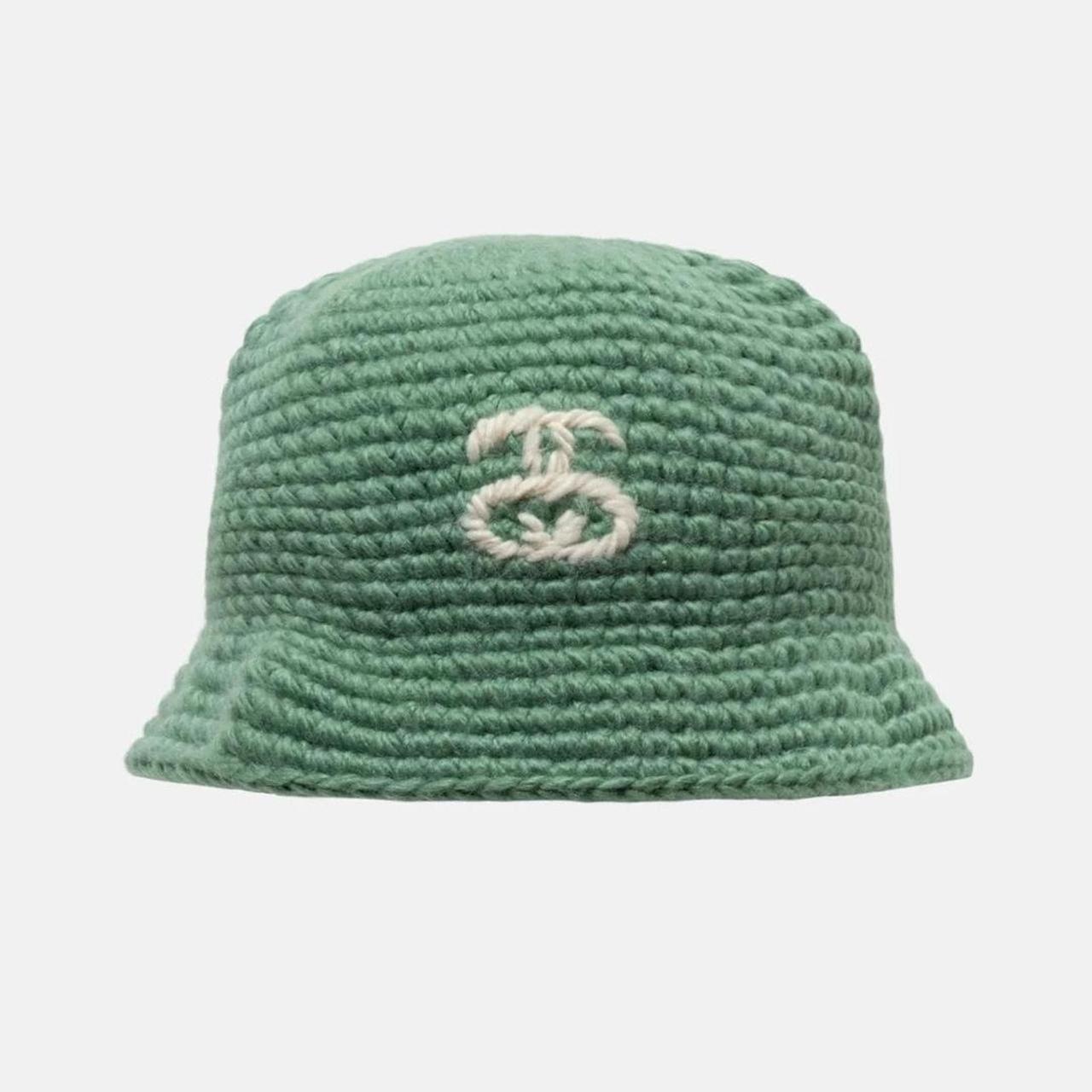 Stussy Crochet Knit SS Link Bucket Hat in Spruce/... - Depop