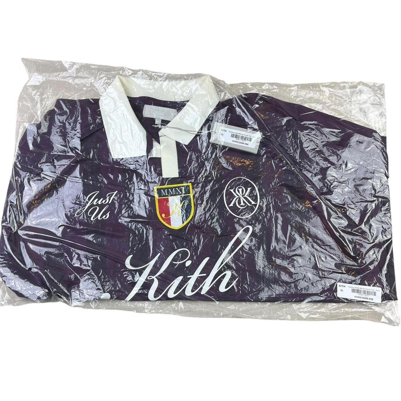 Kith Stripe Marcel Soccer Jersey in Burgundy | Depop Kith Stripe Marcel Soccer Jersey in Burgundy | Depop