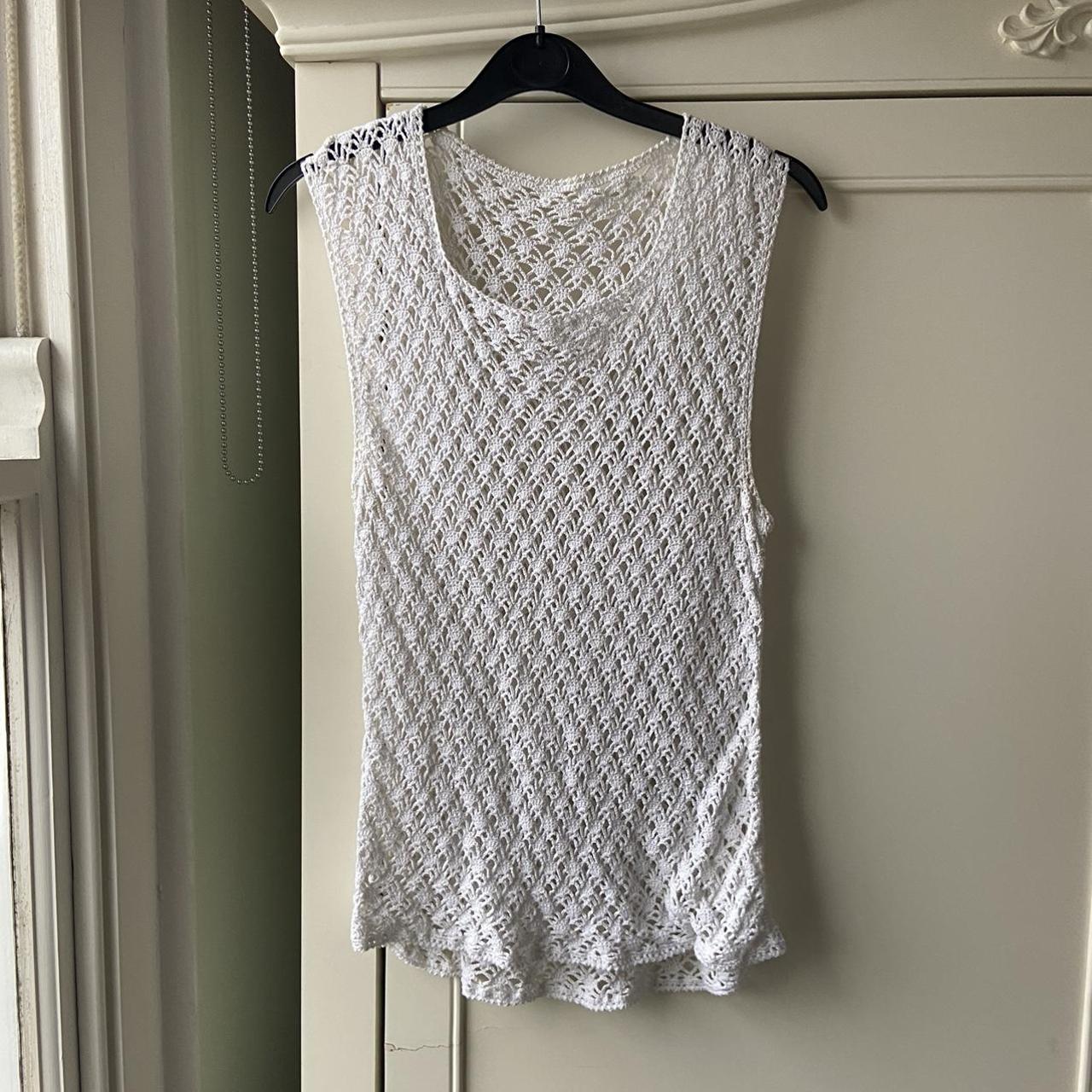 White vintage crochet vest / tank top. Perfect... - Depop