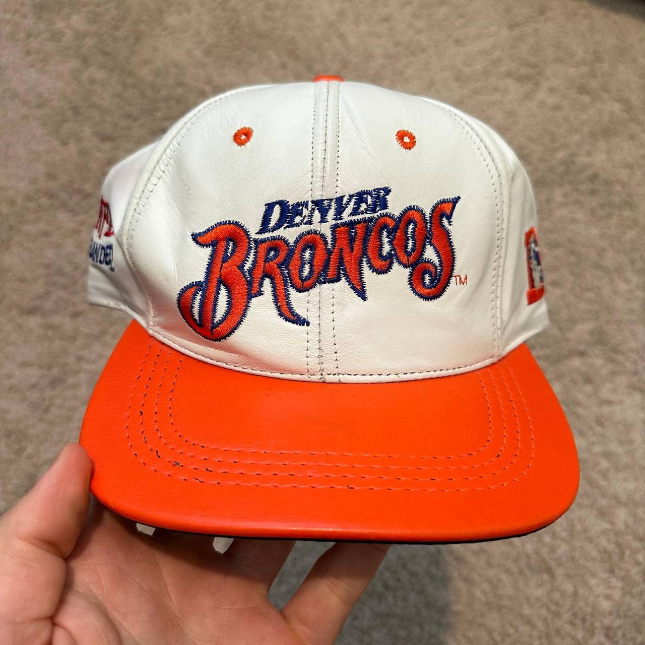 Vintage Denver Broncos Leather snapback hat Orange