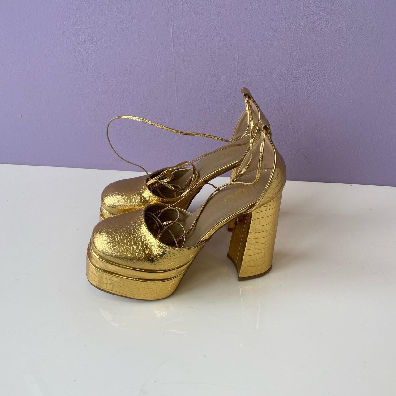 gold crock platform heels by EGO size 7 /... - Depop