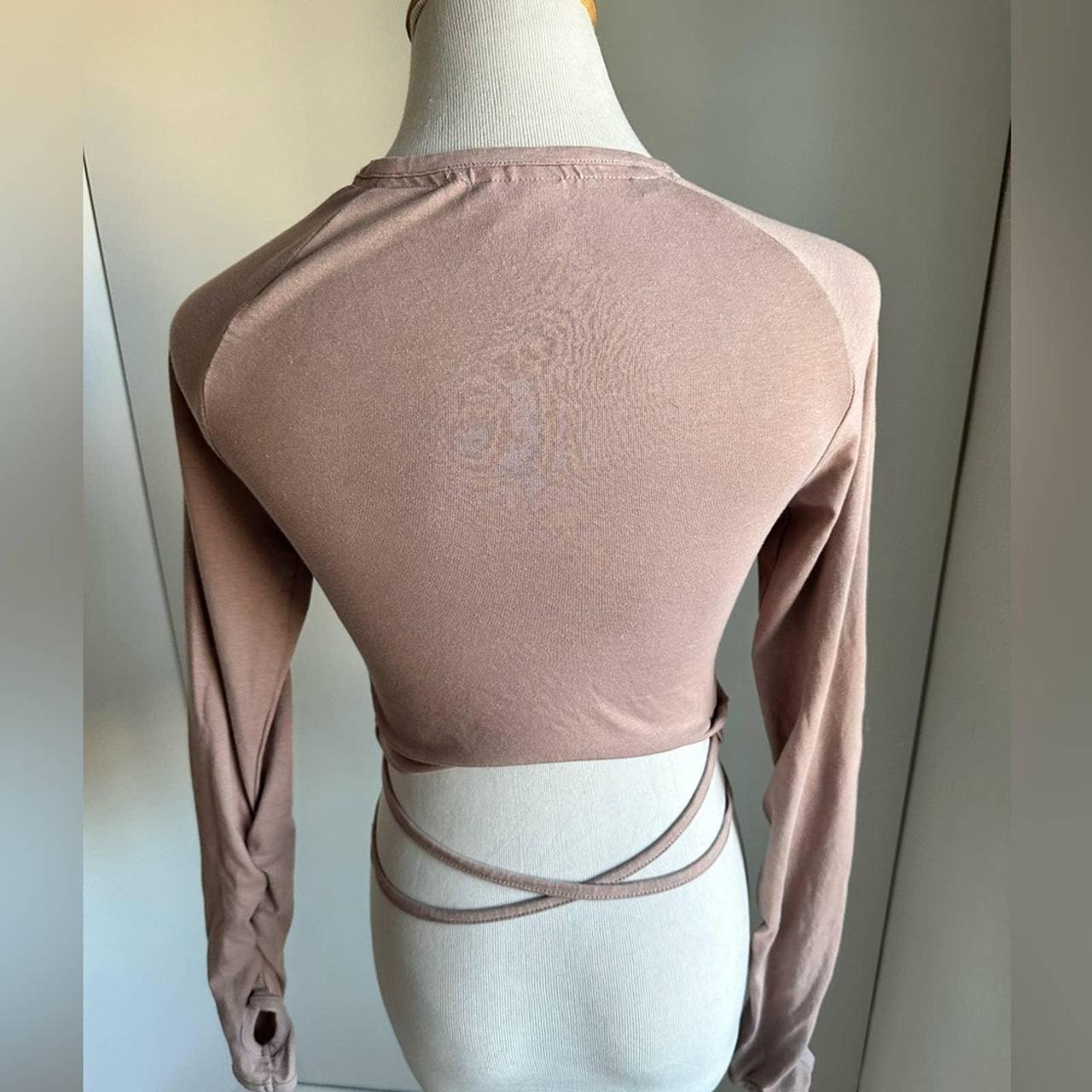 Gymshark Ribbon Tie Cropped Top in Taupe Pink XS Fit - Depop