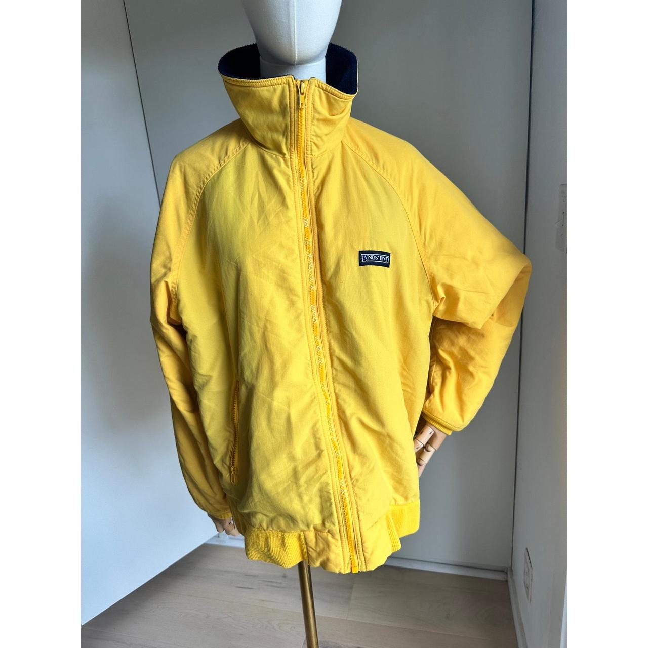 Vintage 90s Lands End Jacket Yellow blue women s. Depop