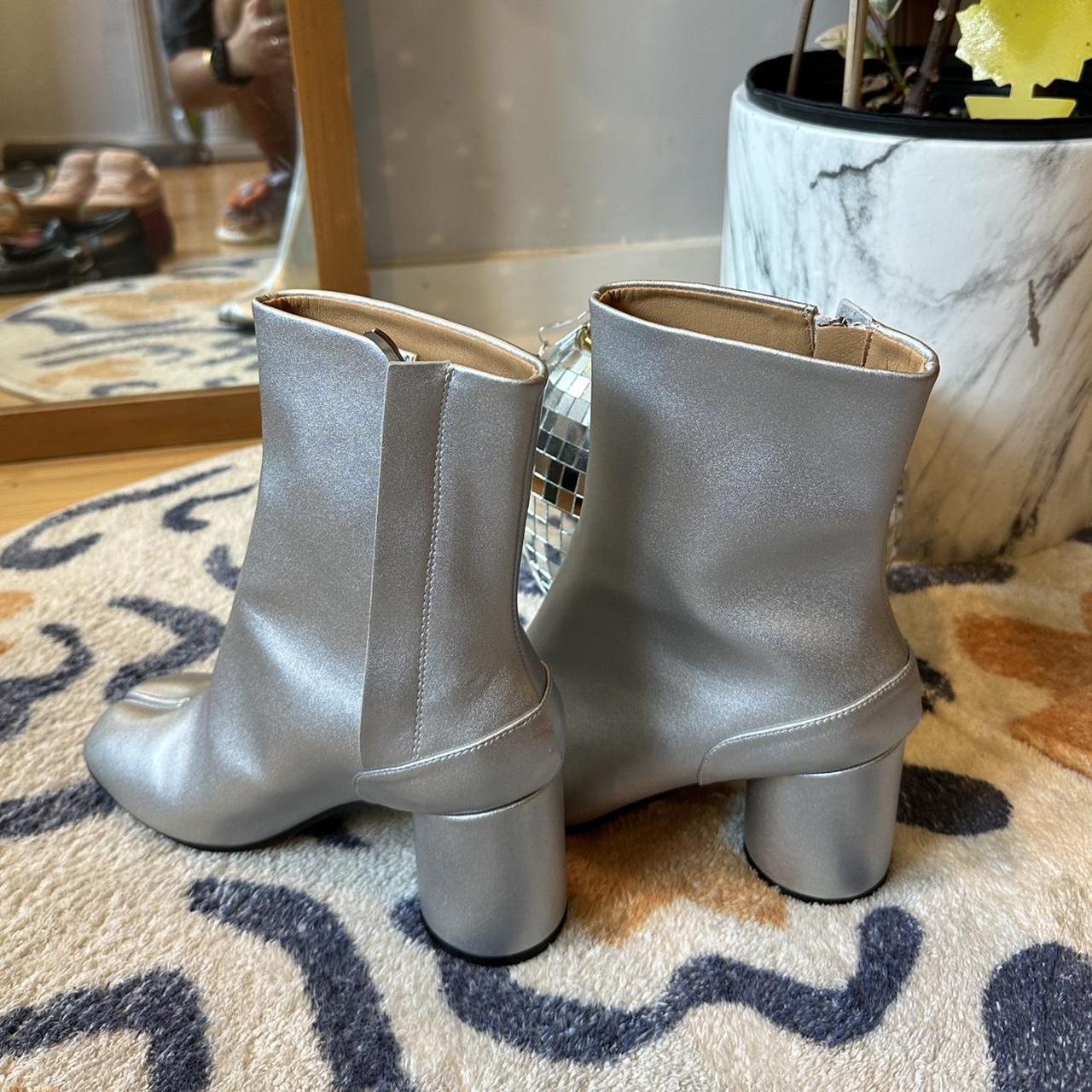Chunky Tabi boots 👢 in metallic silver Handmade in... - Depop