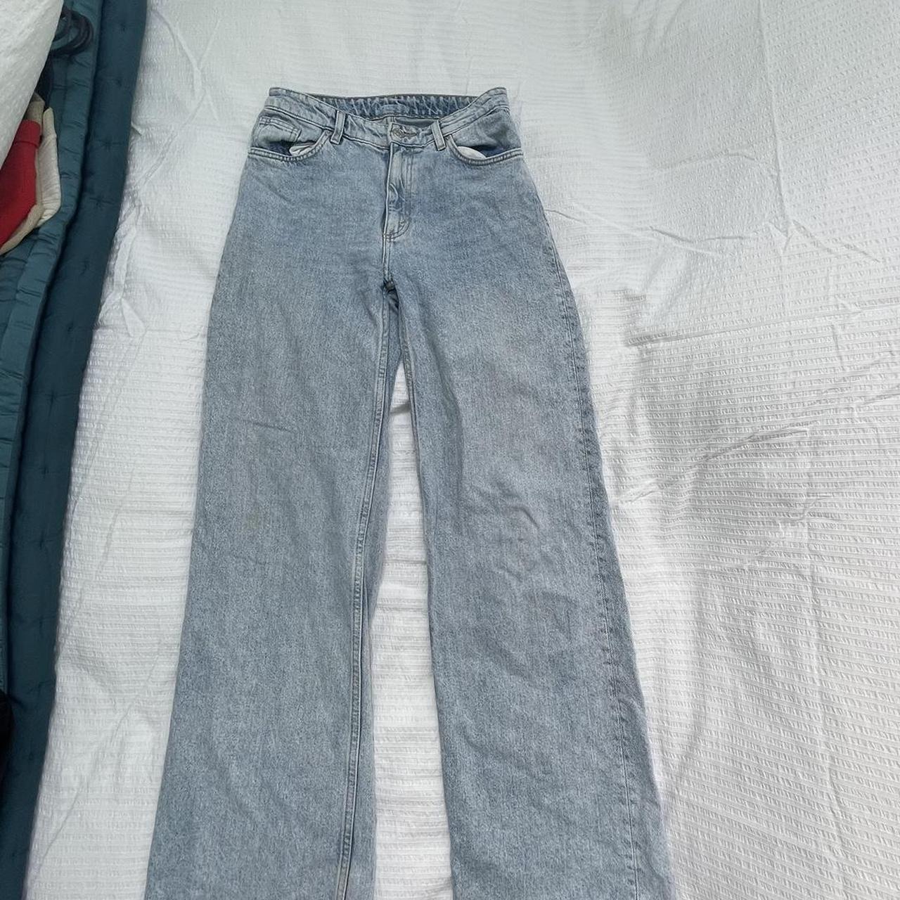 Monki light wash blue yoko jeans Wide leg, high... Depop