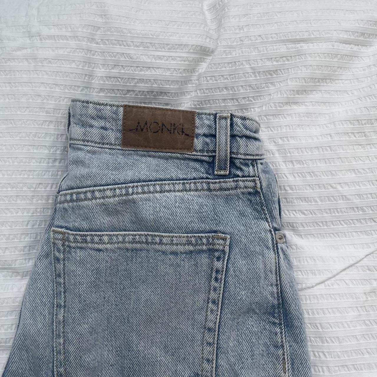 Monki light wash blue yoko jeans Wide leg, high... Depop