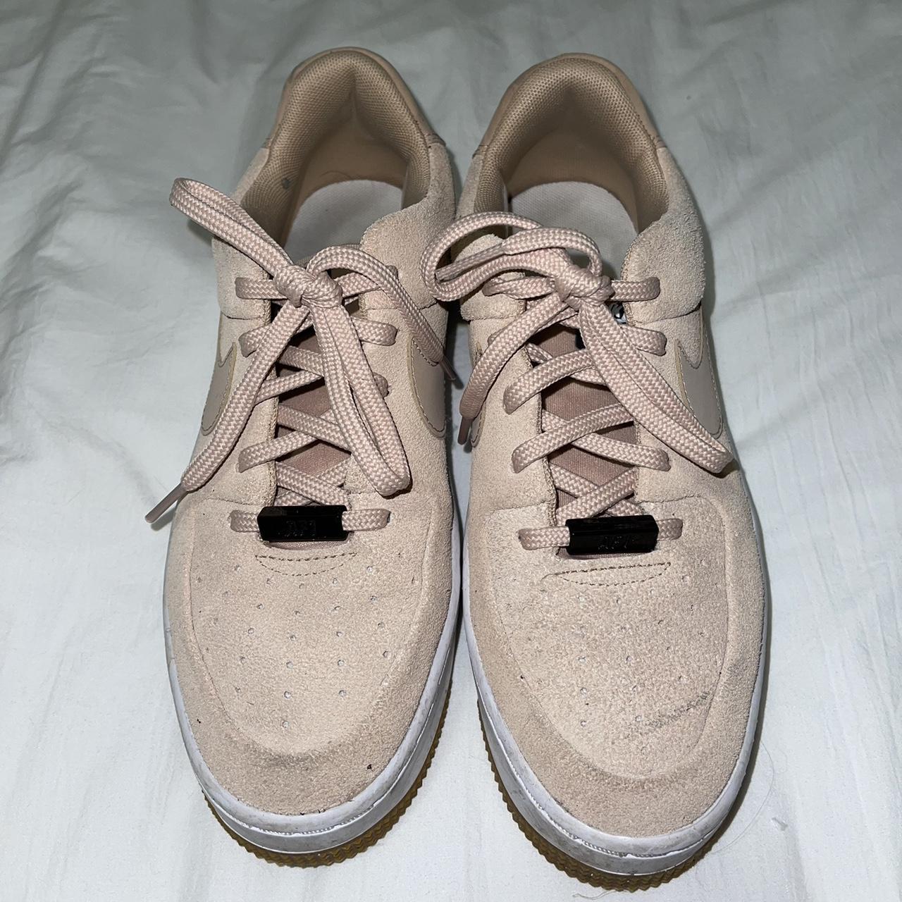 Nike pink suede air forces Soles are dirty but just... - Depop